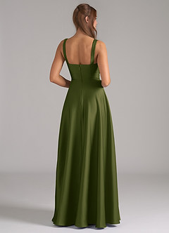 Azazie Shaude Brautjungfernkleider A-Linie Plissee Stretch-Satin Kleid Helles Olivgrün image7