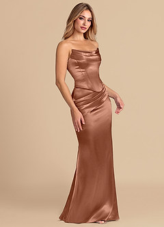 Azazie Sorrel Bridesmaid Dresses Bronzer Mermaid Corset Metallic Satin Convertible Dress image5