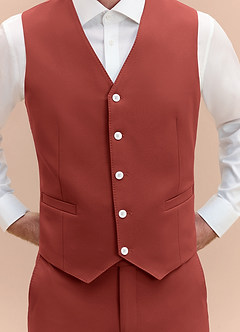 front James Terracotta Structured Stretch Suit Vest