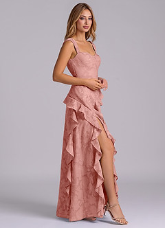 Azazie Sloane Bridesmaid Dresses Rosette A-Line Sweetheart Neckline Floral Burnout Dress image5