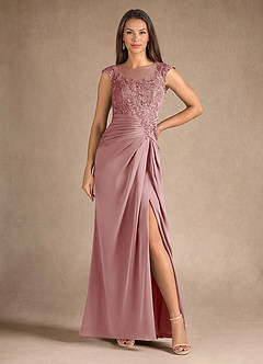 Azazie Santa Barbara Final Sale Agave Sheath Pleated Stretch Satin Dress image5