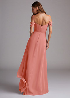 Azazie Marley Robes de demoiselle d'honneur Robe Trapèze Convertible en Mousseline de soie Épaule décolletée Rose Saumon image2