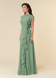 Azazie Narine Mother of the Bride Dresses Matcha A-Line High Neckline Pleated Chiffon Dress image2