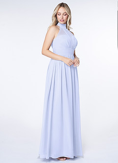 Azazie Iman Robes de demoiselle d'honneur Robe Trapèze en Mousseline de soie Ligne A froncée Lavande image3