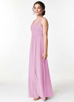 Azazie Sophia Junior Candy Pink A-Line Pleated Chiffon Dress image4
