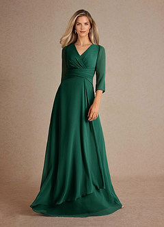 Azazie Mayfield Mother of the Bride Dresses Emerald A-Line Pleated Chiffon Dress image5