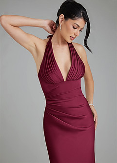 Azazie Torrance Bridesmaid Dresses Burgundy Mermaid Corset Stretch Satin Dress image3
