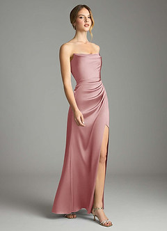 Azazie Leonis Bridesmaid Dresses Dusty Rose Mermaid Pleated Stretch Satin Convertible Dress image6