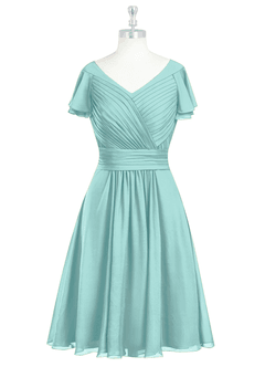 Azazie Hadley Final Sale A-Line Pleated Chiffon Knee-Length Dress image8