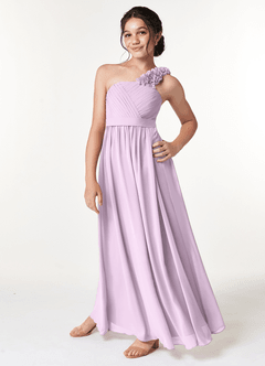Azazie Flower Junior Frosted Lilac A-Line Pleated Chiffon Dress image5