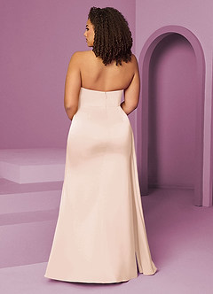 Barbie ♥ Azazie Bridesmaid Dresses Blushing Pink Mermaid Pleated Stretch Satin Dress image12