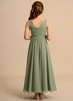 Azazie Ducky Girls Formal Flower Girl Dresses Pistachio A-Line Pleated Chiffon Dress image2