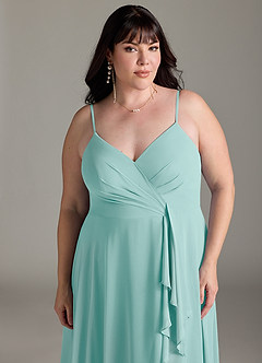 Azazie Akita Robes de demoiselle d'honneur Robe Trapèze en Mousseline de soie Aqua image9