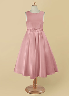 Azazie Coco Flower Girl Dresses Dusty Rose A-Line Bow Matte Satin Dress image8