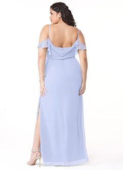 Azazie Emeralda Bridesmaid Dresses Lavender Sheath Off the Shoulder Chiffon Dress image8