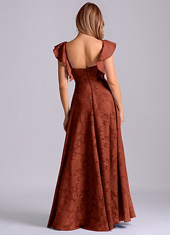 Azazie Leilani 신부 들러리 드레스 A라인 스윗하트 네크라인 플로럴 번아웃 바닥 길이 드레스 image2