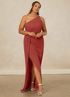 Christian Siriano Bridal for Azazie 1003 Brautjungfernkleider Etui One-Shoulder Chiffon Kleid Terrakotta image8