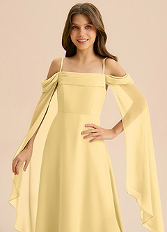Azazie Moana Junior A-Linie Plissee Chiffon Kleid Butter image7