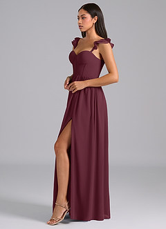 Azazie Denisse Bridesmaid Dresses Cabernet A-Line Ruched Chiffon Dress image3