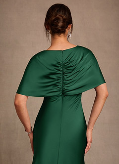 Azazie Dosia vestidos de madre de la novia Vestido de Verde Oscuro de Satén Elástico de Corte Recto con Plisado image5