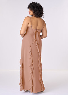 Barbie ♥ Azazie Bridesmaid Dresses Champagne Rose Sheath Bow Chiffon Dress image7