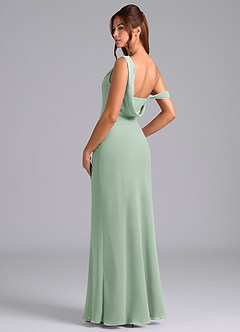 Azazie Madelyn Robes de demoiselle d'honneur Robe Sirène Convertible en Mousseline de soie Ue épaule Agave image6