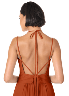 Azazie Farren Bridesmaid Dresses Burnt Orange A-Line Pleated Chiffon Convertible Dress image6