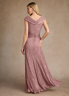 Azazie Warren Mother of the Bride Dresses Dusty Rose A-Line Pleated Metallic Mesh Dress image4