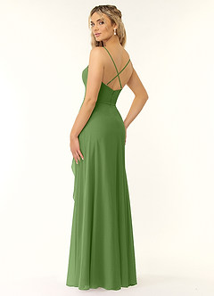 Azazie Naeem Bridesmaid Dresses Basil A-Line V-Neck Ruffle Chiffon Dress image4