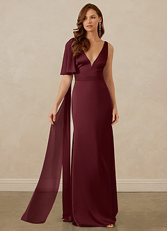 Christian Siriano Bridal for Azazie 1011 Bridesmaid Dresses Cabernet Mermaid Bow Stretch Satin Dress image6