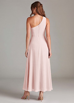 Azazie Brooke 신부 들러리 드레스 A라인 한쪽 어깨 쉬폰 발목 길이 드레스 image5