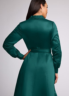 Azazie Ruth Mother of the Bride Dresses Peacock A-Line Lace Matte Satin Dress image5