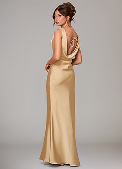 Azazie Rylina Bridesmaid Dresses Gold Mermaid Stretch Satin Dress image4
