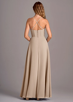 Azazie Carolyn Bridesmaid Dresses Taupe A-Line Pleated Chiffon Dress image6