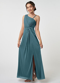 Azazie Brooke Junior Abito A-Line in Maglia Plissettato Bermuda image3