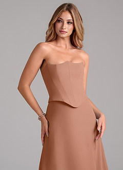 Azazie Jenilyn Abiti da Damigella Abito A-Line in Chiffon Senza Cinturino Bronzo image2