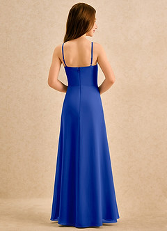 Azazie lolly Girls Formal Robe Demoiselle D'honneur Fillette Robe Trapèze en Mousseline de soie Plissée Bleu Roi image2