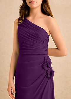 Azazie Sophie Girls Formal Jurken voor bloemenmeisjes Kolom Jurk van Chiffon One-Shoulder Druif image6