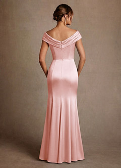 Azazie Aberdeen vestidos de madre de la novia Vestido de Rosa Rubor de Satén Elástico de Corte Recto con Plisado image2