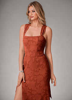 Azazie Luci Bridesmaid Dresses Auburn Mermaid Pleated Floral Burnout Convertible Dress image4
