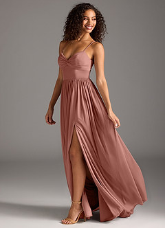 Azazie Zeya Bridesmaid Dresses Cedar Rose A-Line Pleated Mesh Dress image1