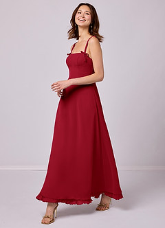 Barbie ♥ Azazie Bridesmaid Dresses Scarlet A-Line Pleated Chiffon Dress image4