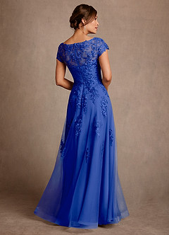 Azazie Jalinda Mother of the Bride Dresses Royal Blue A-Line Lace Chiffon Dress image2