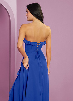 Barbie ♥ Azazie Robes de demoiselle d'honneur Robe Trapèze en Mousseline de soie Encolure en Forme de Cœur Bleu Roi image7