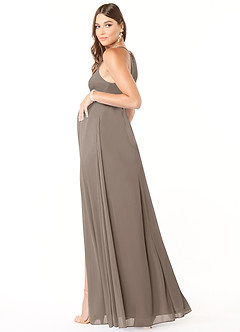 Azazie Annabelle Abiti da damigella d'onore premaman Abito A-Line con Scollo a V a Pieghe Maglia Floor-Length image5