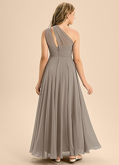 Azazie Charlize Junior Taupe A-Line Pleated Chiffon Dress image2