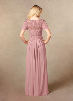Azazie Holga Final Sale Dusty Rose A-Line V-Neck Lace Chiffon Dress image2