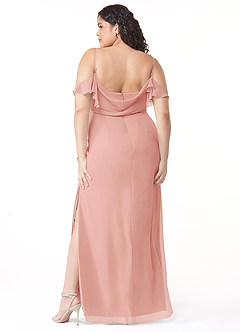 Azazie Emeralda Robes de demoiselle d'honneur Robe Fourreau en Mousseline de soie Épaule décolletée Rosette image8