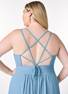 Azazie Farren Bridesmaid Dresses Steel Blue A-Line Pleated Chiffon Convertible Dress image15