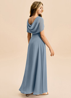 Azazie Emma Junior Robe Trapèze en Mousseline de soie Plissée Violet Crépusculaire image6